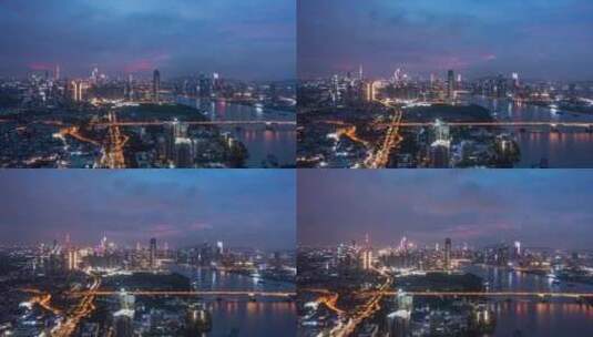 广州夜景延时-万胜围金融城夜景高清在线视频素材下载