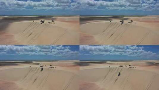 航拍沙漠里越野高清在线视频素材下载