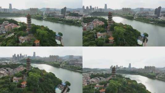 中国广东省广州市增城区增江古塔高清在线视频素材下载
