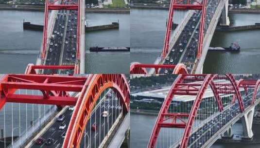 长焦航拍广州新光大桥高清在线视频素材下载