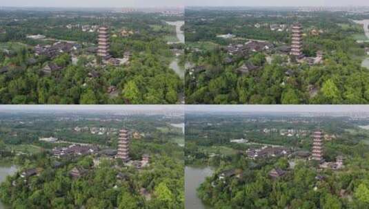 扬州大明寺古建筑航拍高清在线视频素材下载