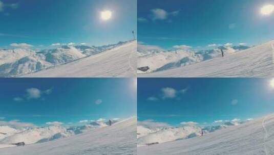 雪山上滑雪高清在线视频素材下载