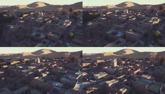 阿尔及利亚撒哈拉沙漠正宗古塔格希特的鸟瞰图高清在线视频素材下载
