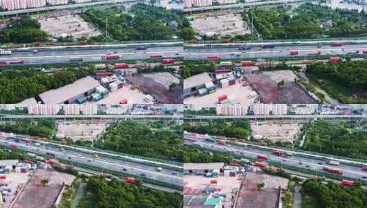 4k 航拍上海浦东新区高速码头运输高清在线视频素材下载