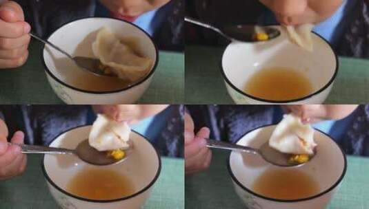冬至包饺子煮饺子吃饺子高清在线视频素材下载