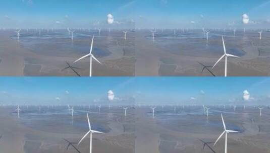海上风力发电场风车航拍高清在线视频素材下载