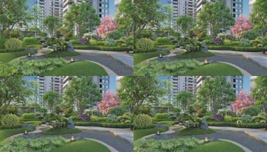 新中式园林绿化景观动画素材高清在线视频素材下载