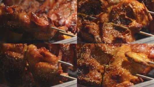 石家庄步行街夜市美食拍摄高清在线视频素材下载