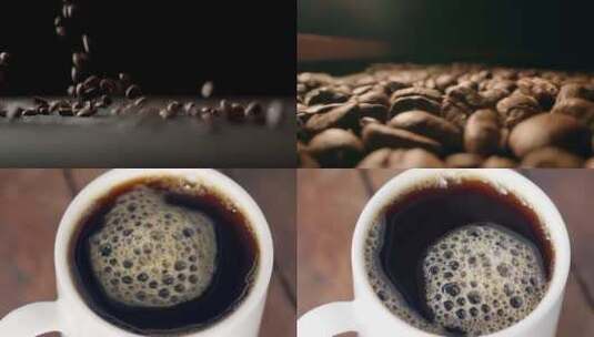 咖啡美食唯美饮料咖啡豆咖啡落下高速广告高清在线视频素材下载