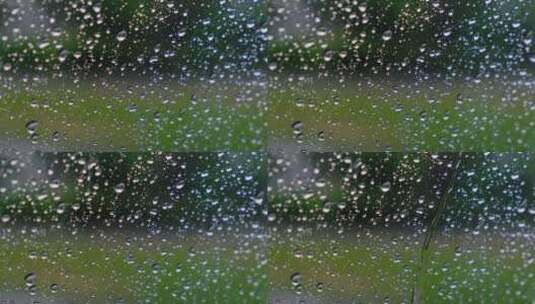 雨滴落在玻璃上-慢动作高清在线视频素材下载