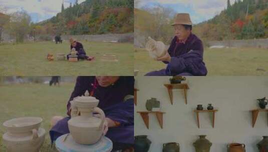 传统手工雕刻陶器高清在线视频素材下载