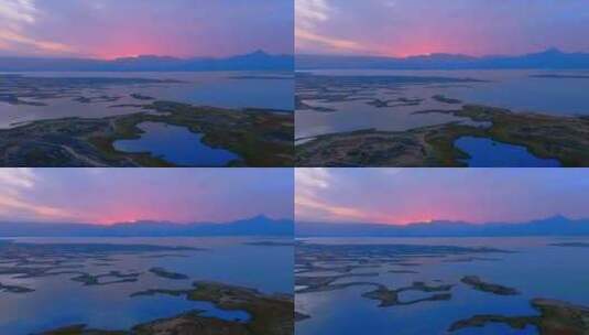 内蒙古乌海市乌海湖日出朝霞景观高清在线视频素材下载