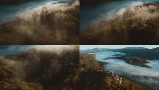 丁达尔效应山中迷雾高清在线视频素材下载