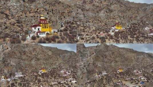 航拍西藏拉萨扎叶巴寺建筑群高清在线视频素材下载