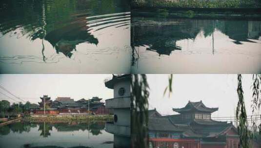 旧街庆福寺倒影外景4K高清在线视频素材下载