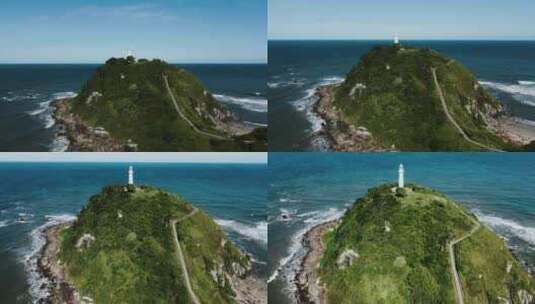 航拍孤岛上的灯塔高清在线视频素材下载