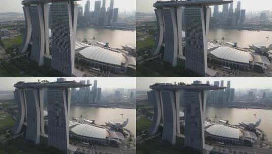 新加坡市中心滨海湾花园金沙酒店高清在线视频素材下载