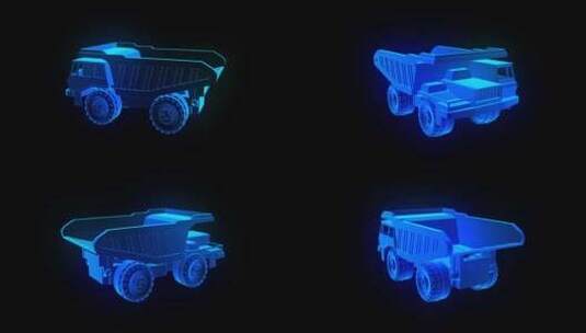 3D全息投影矿用卡车，矿卡动画素材高清在线视频素材下载
