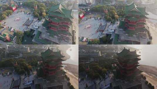 江西南昌滕王阁城市建筑风光航拍高清在线视频素材下载