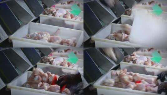 流水线上分割肉鸡高清在线视频素材下载