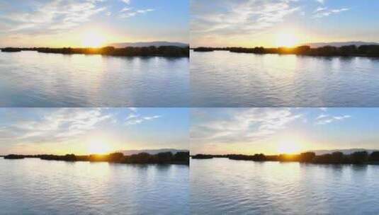夕阳下的河流高清在线视频素材下载