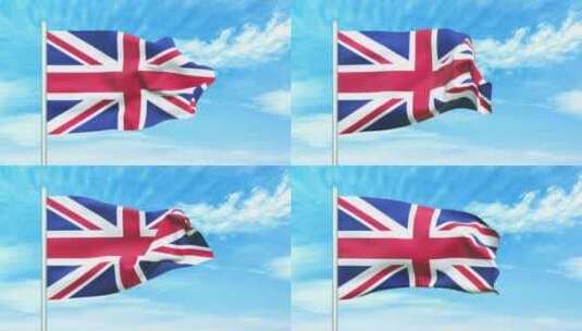 英国国旗空中飘扬高清在线视频素材下载
