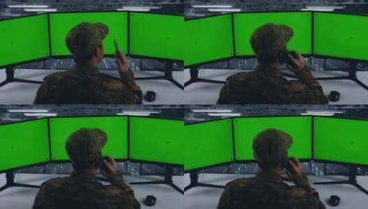 军方在数据中心使用模拟计算机显示器时使用高清在线视频素材下载