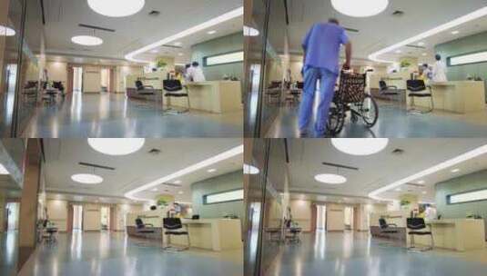 医院医护人员护士站的看病病人人流延时摄影高清在线视频素材下载
