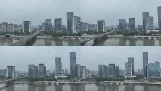 福州台江区CBD航拍江滨中大道建筑风光高清在线视频素材下载