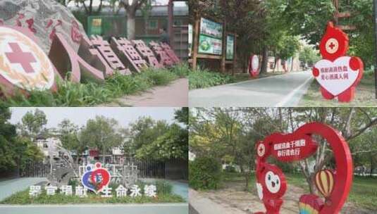 红十字会公园宣传标语高清在线视频素材下载