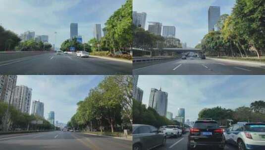 深圳新洲路交通行车视角往北环大道高清在线视频素材下载