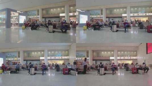 杭州萧山国际机场等候大厅座椅高清在线视频素材下载