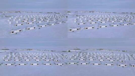 航拍冬季草原蒙古包高清在线视频素材下载