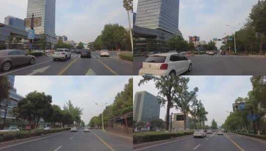 城市马路风景开车第一视角高清在线视频素材下载