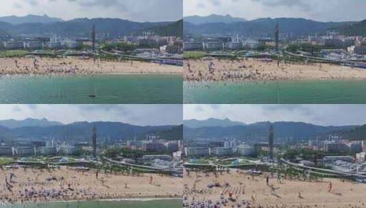 深圳市大梅沙海边浴场高清在线视频素材下载