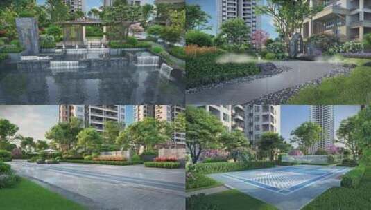 新中式住宅园林景观漫游3D素材高清在线视频素材下载