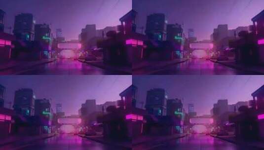 科幻紫色赛博城市高清在线视频素材下载