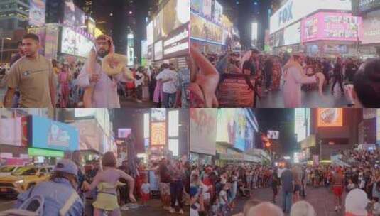 美国纽约 时代广场 街头艺人 街头表演高清在线视频素材下载