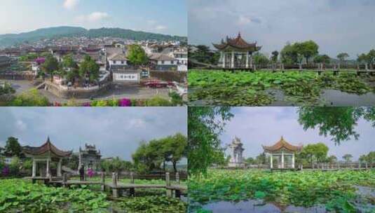 云南腾冲和顺古镇和顺古镇雨洲亭高清在线视频素材下载