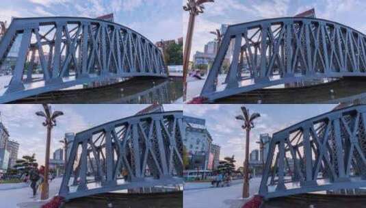 江西省九江市新桥头景观铁桥滑轨延时高清在线视频素材下载