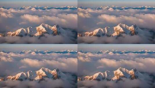 雪山云雾阳光山峰云海日出自然生态环境风景高清在线视频素材下载