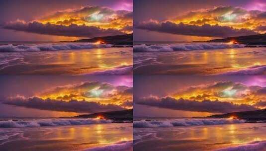 海边晚霞星空自然景观高清在线视频素材下载