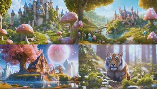 魔法森林城堡童话世界里的故事高清在线视频素材下载