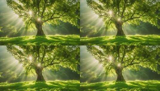 阳光下的茂盛大树高清在线视频素材下载