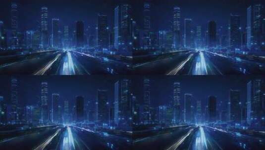 城市建筑群夜景灯光秀车流光轨延时高清在线视频素材下载