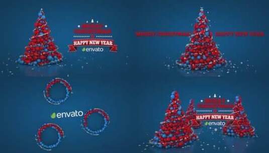 3D圣诞节球形圣诞树开场庆祝展示AE模板高清AE视频素材下载