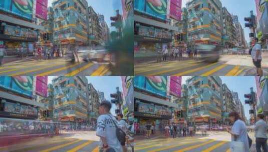 香港人行街道_香港红绿灯_香港波鞋街延时高清在线视频素材下载