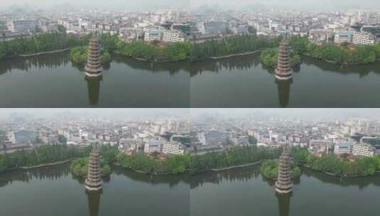 广西桂林日月塔地标建筑航拍高清在线视频素材下载
