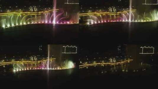 县城夜景 夜景 水幕 水柱高清在线视频素材下载