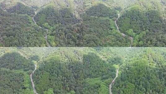 武汉黄陂木兰山自驾旅行进出山路航拍高清在线视频素材下载